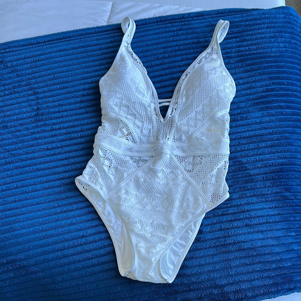 BECCA White Lace One Piece Swimsuit